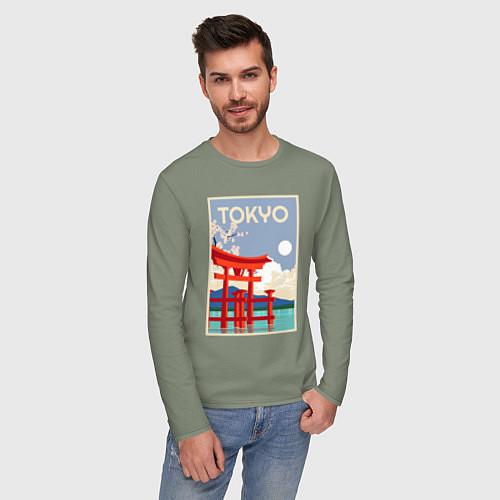 Мужской лонгслив Tokyo - japan / Авокадо – фото 3