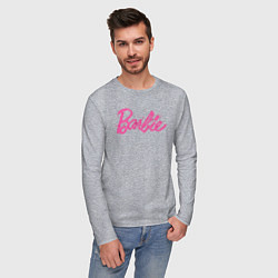 Лонгслив хлопковый мужской Блестящий логотип Барби, цвет: меланж — фото 2
