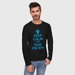 Лонгслив хлопковый мужской Keep calm and dab, цвет: черный — фото 2