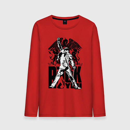 Мужской лонгслив Queen rock you / Красный – фото 1