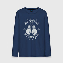 Лонгслив хлопковый мужской Boxing fighter, цвет: тёмно-синий