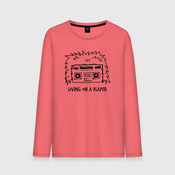 Лонгслив хлопковый мужской Living on a player, цвет: коралловый