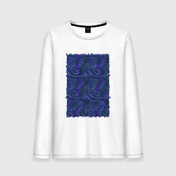 Лонгслив хлопковый мужской Абстракция синий бит, цвет: белый