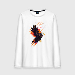 Лонгслив хлопковый мужской Орел парящая птица абстракция, цвет: белый