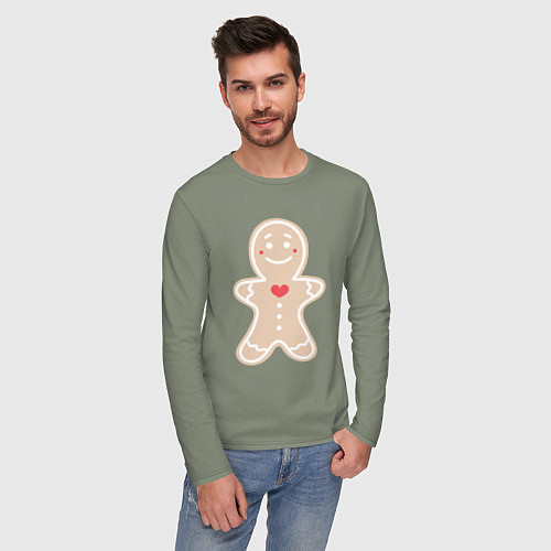 Мужской лонгслив Весёлый пряничек / Авокадо – фото 3