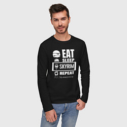 Лонгслив хлопковый мужской Скайрим The Elder Scrolls, цвет: черный — фото 2