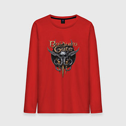 Лонгслив хлопковый мужской Baldurs Gate 3 - logotype, цвет: красный