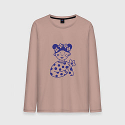 Лонгслив хлопковый мужской Милая девочка с цветком, цвет: пыльно-розовый