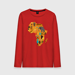 Лонгслив хлопковый мужской Красочная Африка, цвет: красный
