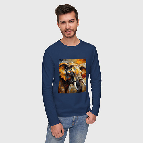 Мужской лонгслив Большой слон / Тёмно-синий – фото 3