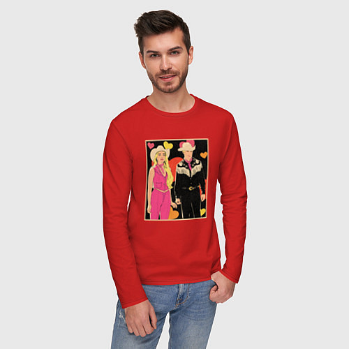 Мужской лонгслив Ковбои Барби и Кен / Красный – фото 3
