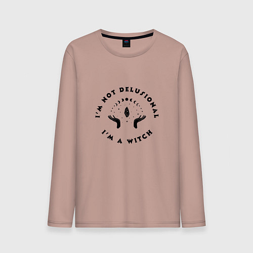 Мужской лонгслив Надпись Я ведьма / Пыльно-розовый – фото 1