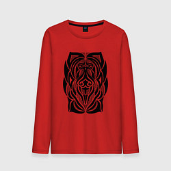 Лонгслив хлопковый мужской Tribal Abstract Mask, цвет: красный