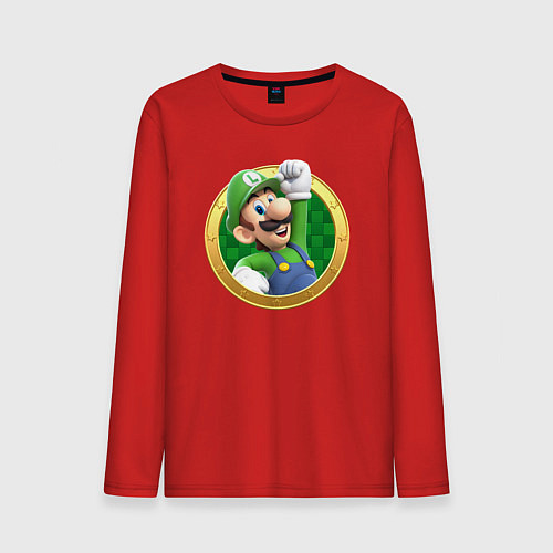 Мужской лонгслив Луиджи значок / Красный – фото 1