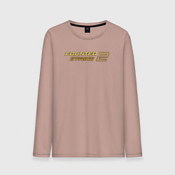 Лонгслив хлопковый мужской Counter strike 2 gold logo, цвет: пыльно-розовый