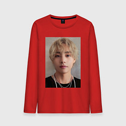 Лонгслив хлопковый мужской Kim Tae Hyung, цвет: красный