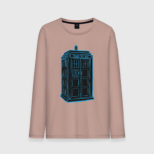 Мужской лонгслив Black tardis / Пыльно-розовый – фото 1