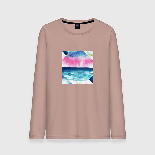 Мужской лонгслив Абстрактное море закат рассвет / Пыльно-розовый – фото 1
