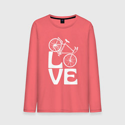Лонгслив хлопковый мужской Любовь велосипедиста, цвет: коралловый
