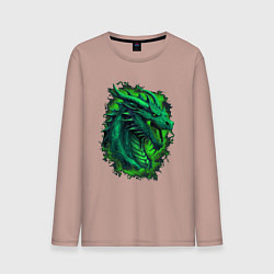 Лонгслив хлопковый мужской Дракон 2024 зеленый, цвет: пыльно-розовый