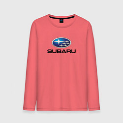 Лонгслив хлопковый мужской Subaru sport auto, цвет: коралловый
