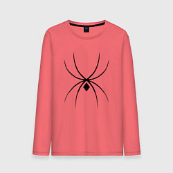 Лонгслив хлопковый мужской Черный паук минимал, цвет: коралловый