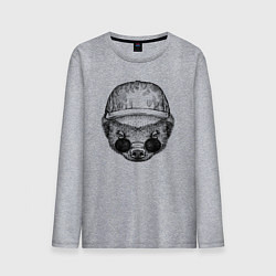 Лонгслив хлопковый мужской Медоед в кепке и очках, цвет: меланж