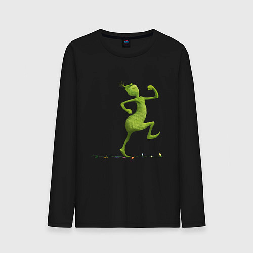 Мужской лонгслив Веселый Гринч похититель Рождества / Черный – фото 1