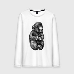 Лонгслив хлопковый мужской Мартышка удивлена, цвет: белый