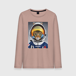 Лонгслив хлопковый мужской Кот в костюме астронавта, цвет: пыльно-розовый