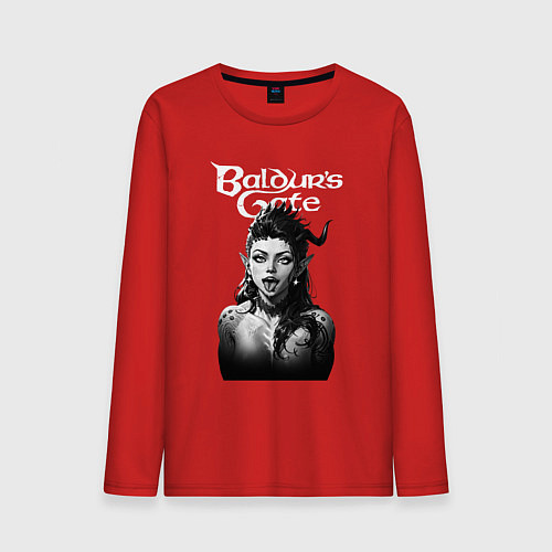Мужской лонгслив Ахегао Карлах - Baldurs gate 3 / Красный – фото 1