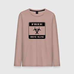 Лонгслив хлопковый мужской Funny free hugs, цвет: пыльно-розовый