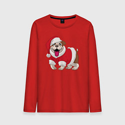 Лонгслив хлопковый мужской Новогодний пёсик, цвет: красный