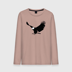 Лонгслив хлопковый мужской Орёл летит трафарет, цвет: пыльно-розовый