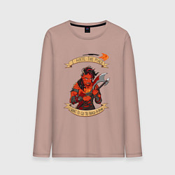 Лонгслив хлопковый мужской Карлах злится - Baldurs Gate 3, цвет: пыльно-розовый