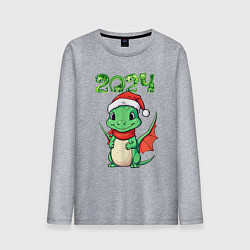 Лонгслив хлопковый мужской Милый дракончик 2024, цвет: меланж