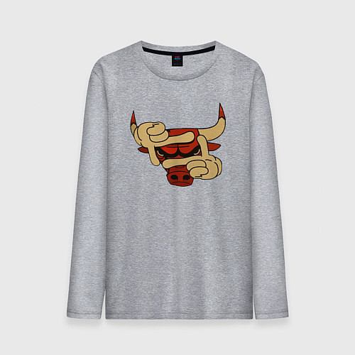 Мужской лонгслив Бык в кадре / Меланж – фото 1