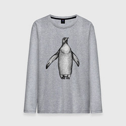 Лонгслив хлопковый мужской Пингвин штрихами, цвет: меланж