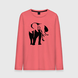 Лонгслив хлопковый мужской Слон трафарет, цвет: коралловый