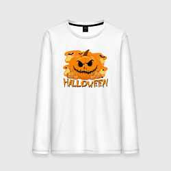 Лонгслив хлопковый мужской Orange holiday halloween, цвет: белый