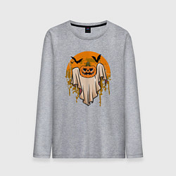 Лонгслив хлопковый мужской Призрак хэллоуина, цвет: меланж