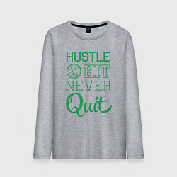 Лонгслив хлопковый мужской Hustle hit never quit, цвет: меланж