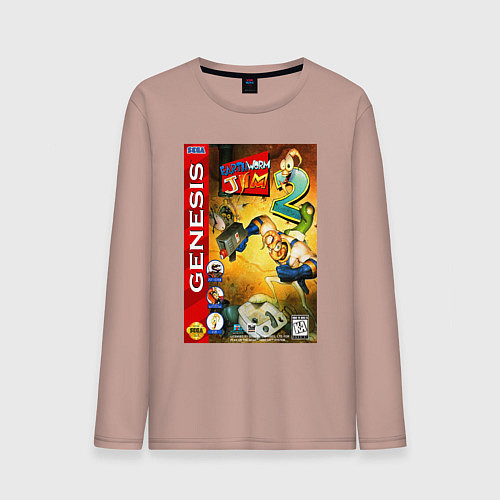 Мужской лонгслив Earth worm jim 2 cover / Пыльно-розовый – фото 1