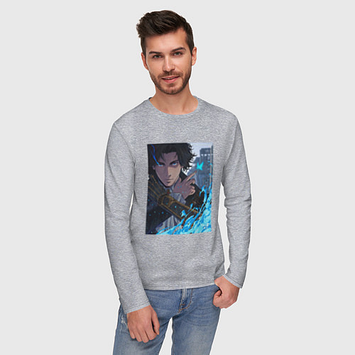 Мужской лонгслив Портрет - Lies of P / Меланж – фото 3