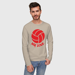 Лонгслив хлопковый мужской Volleyball my love, цвет: миндальный — фото 2