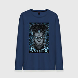 Лонгслив хлопковый мужской Static-X - Wayne head, цвет: тёмно-синий