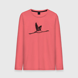 Лонгслив хлопковый мужской Фламинго летит, цвет: коралловый
