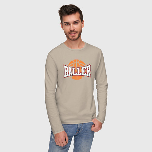 Мужской лонгслив Baller style / Миндальный – фото 3