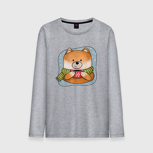 Мужской лонгслив Лис и кофе / Меланж – фото 1