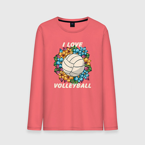 Мужской лонгслив I love volleyball / Коралловый – фото 1